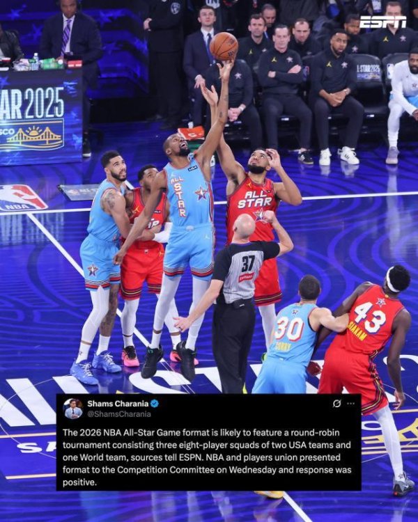 牛达人配资 NBA全明星又将大改！2支美国队+1支世界队循环赛