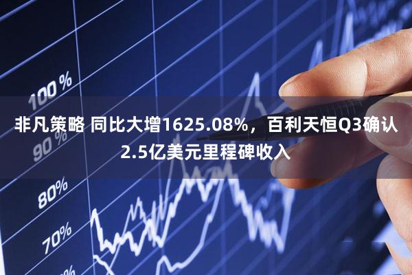 非凡策略 同比大增1625.08%，百利天恒Q3确认2.5亿美元里程碑收入