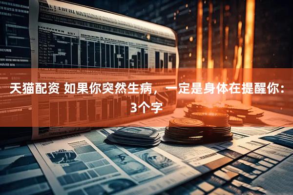 天猫配资 如果你突然生病，一定是身体在提醒你：3个字